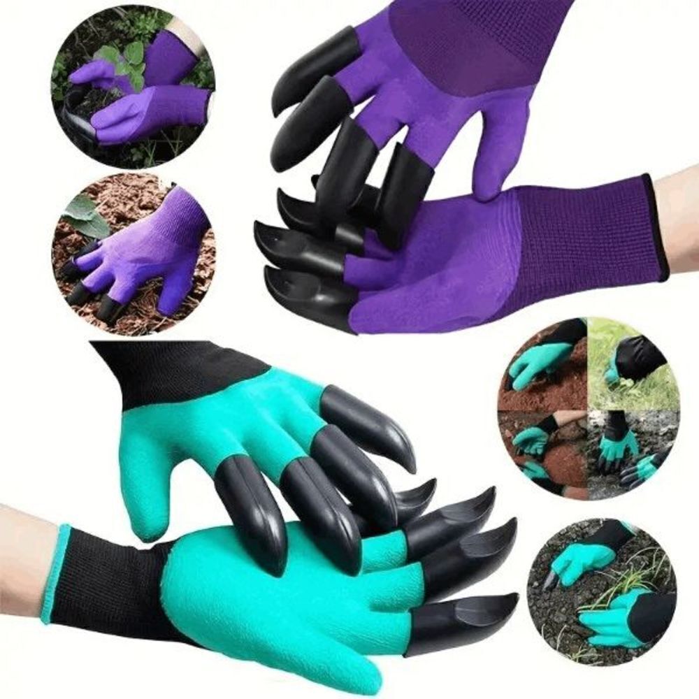 Garden Gloves With Claws For Digging - Purple